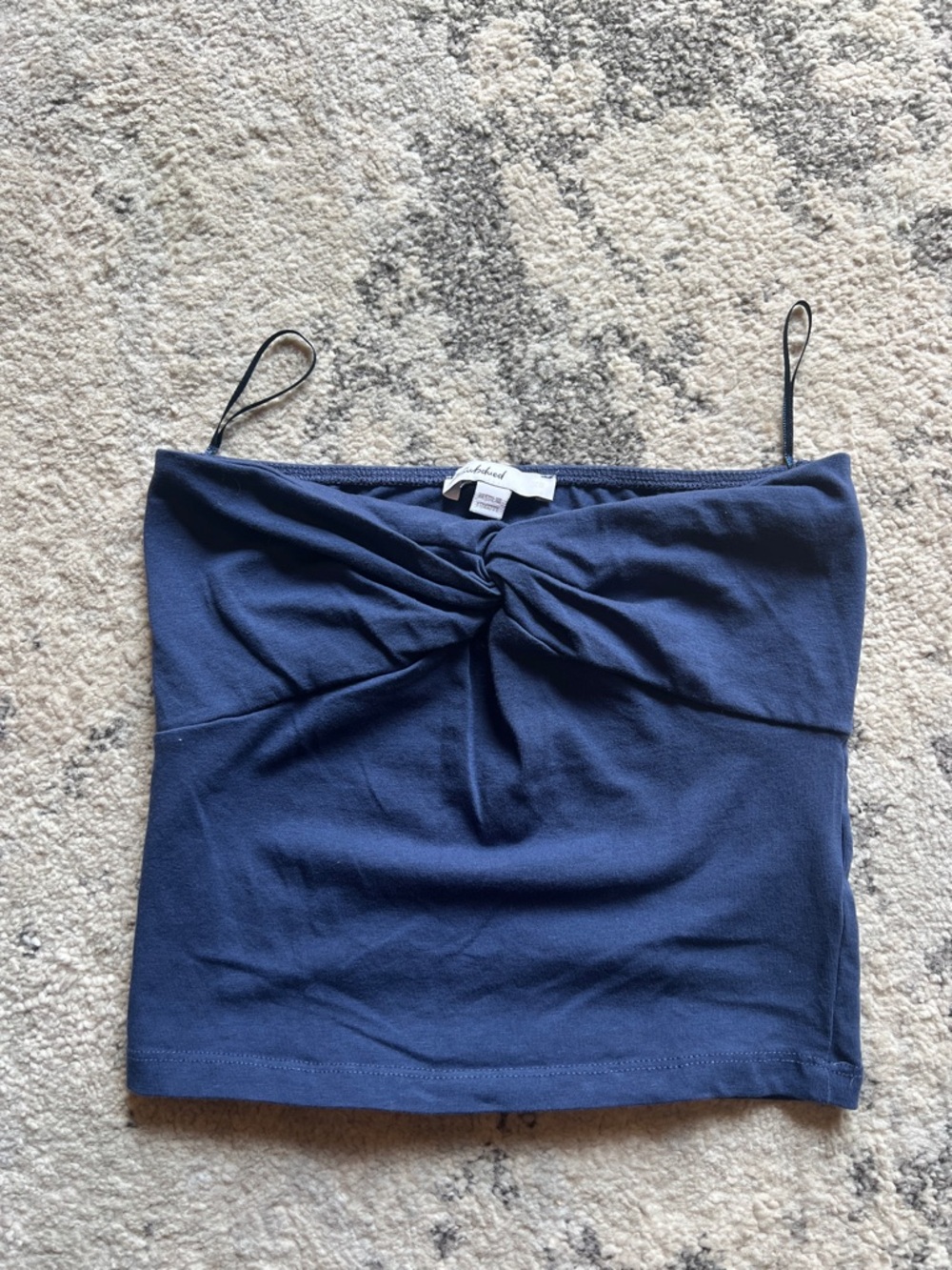Subdued Navy Twist-Front Spaghetti Strap Tube Top